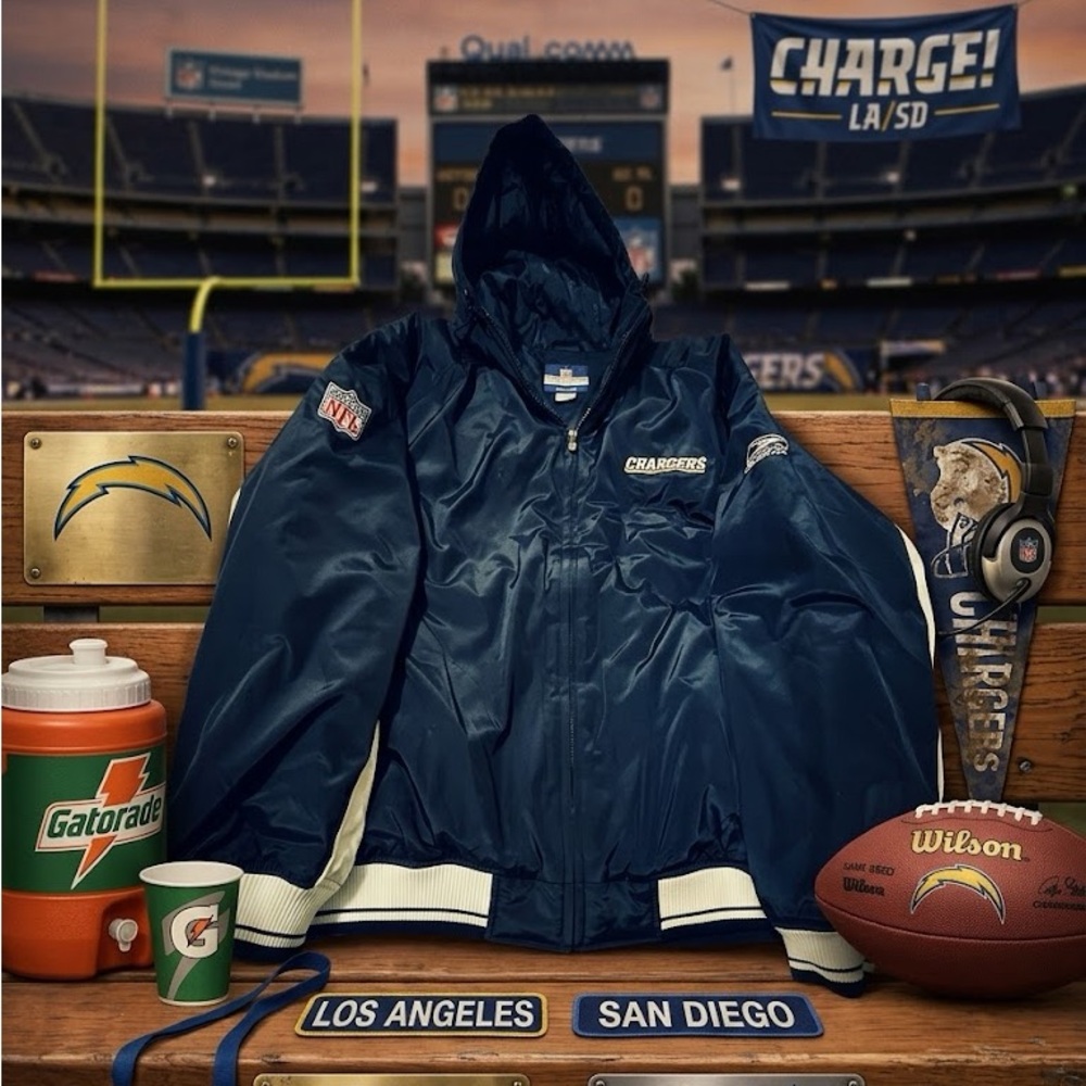 Reebok Navy Blue/White San Diego Chargers Heavyweight On Field Authentic Jacket